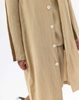 Men's Color Blocked Linen Long Shirt Jacket