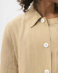 Men's Color Blocked Linen Long Shirt Jacket