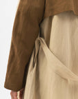 Men's Color Blocked Linen Long Shirt Jacket