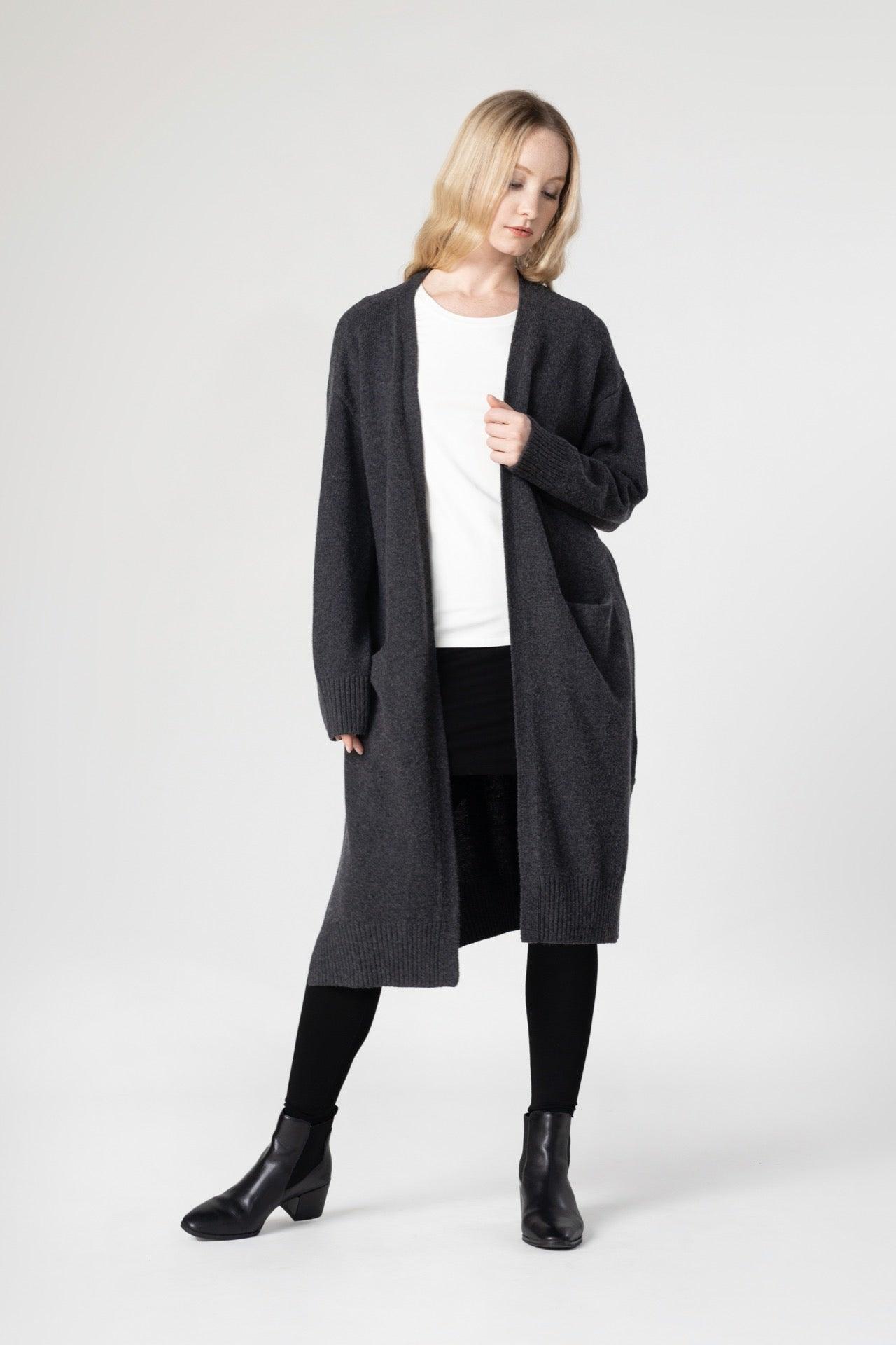 Women's Light Weight Side Slit Long Cardigan - NOT LABELED