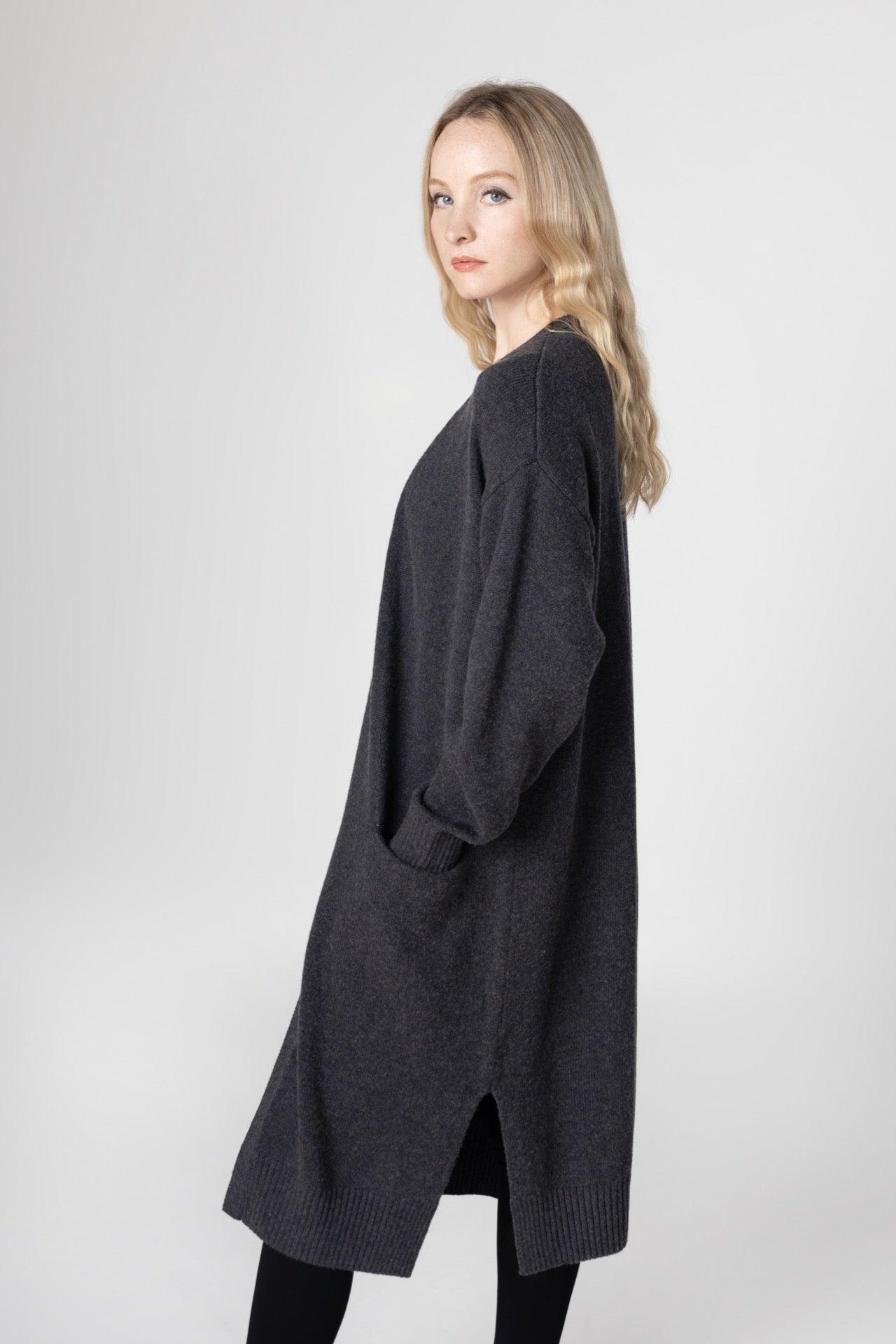 Women's Light Weight Side Slit Long Cardigan - NOT LABELED