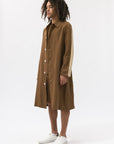 Men's Color Blocked Linen Long Shirt Jacket - NOT LABELED