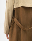 Men's Color Blocked Linen Long Shirt Jacket