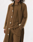 Men's Color Blocked Linen Long Shirt Jacket