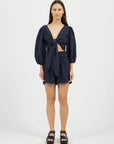 Bamboo Linen Shorts and Linen Top (Navy)