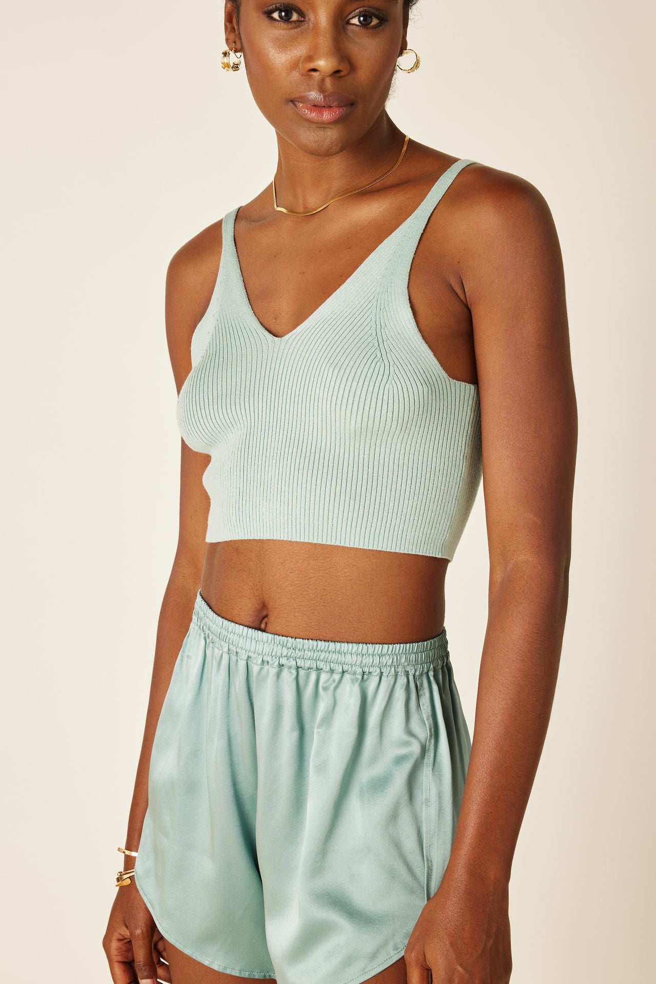 Della Silk Cashmere Cropped Tank Top