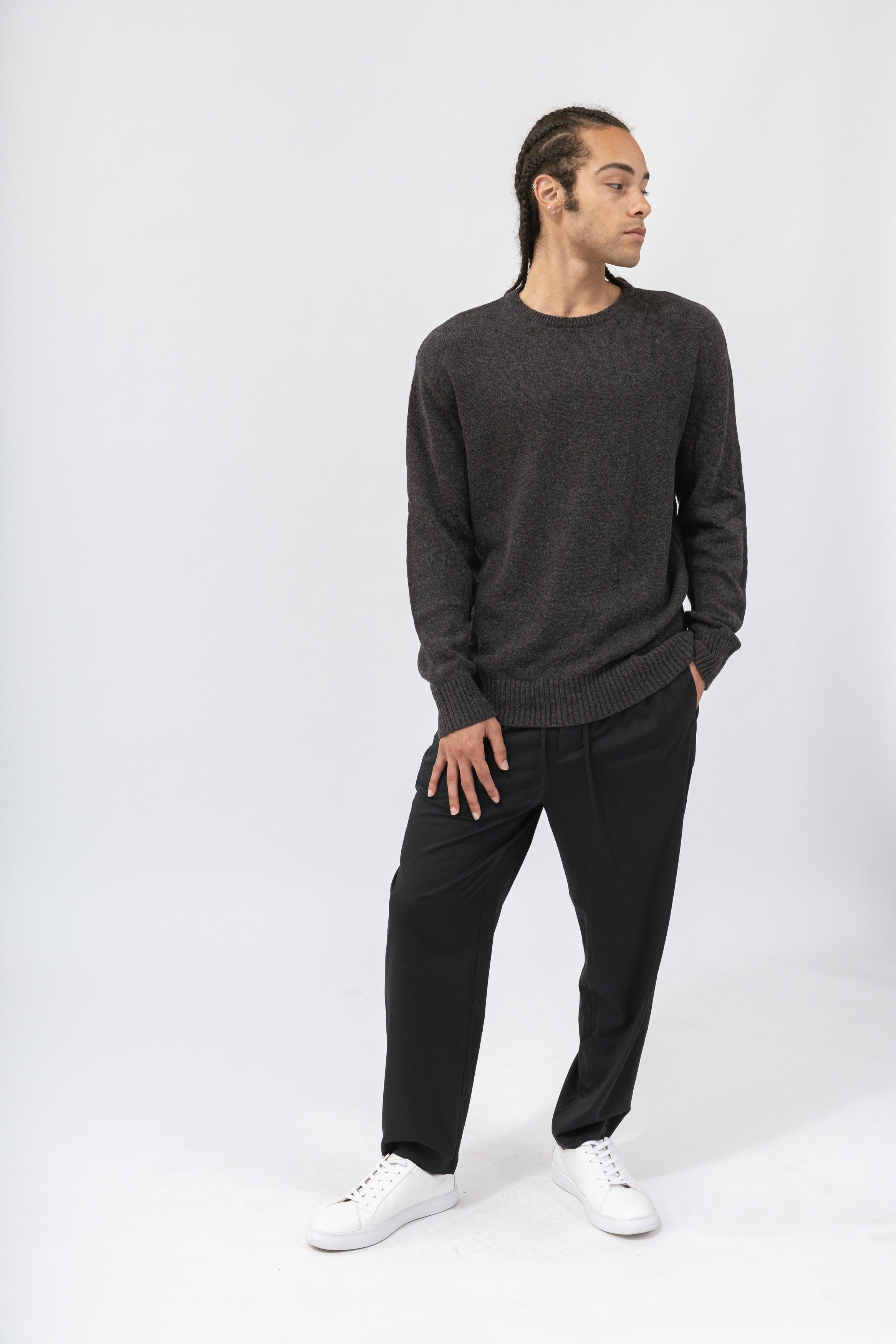 NOT LABELED | Dark Gray Melange Crew Neck Sweater Mens NOT LABELED | Dark Gray Melange Crew Neck Sweater Mens
