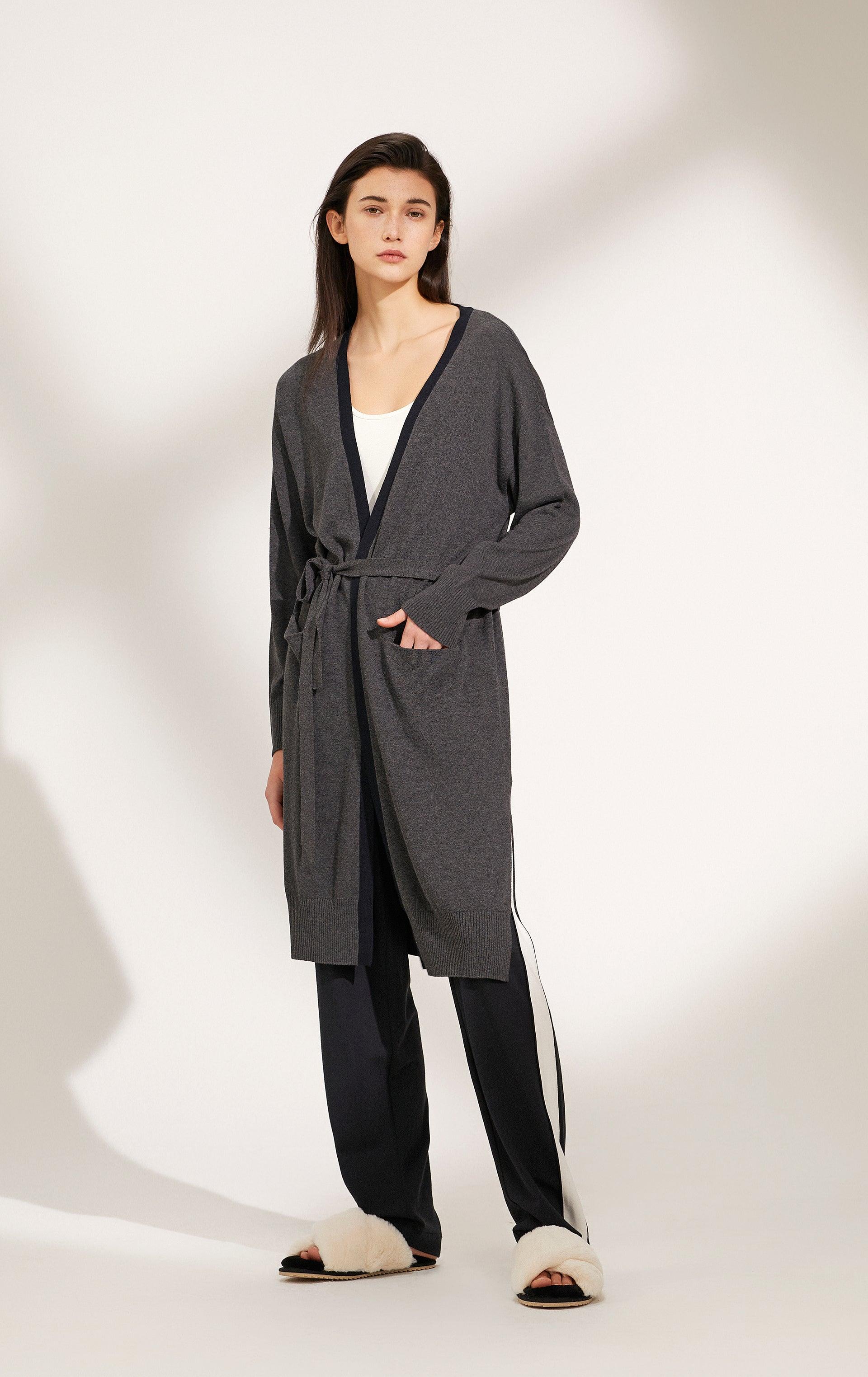 Women&#39;s Thick Side Slit Long Cardigan - NOT LABELED