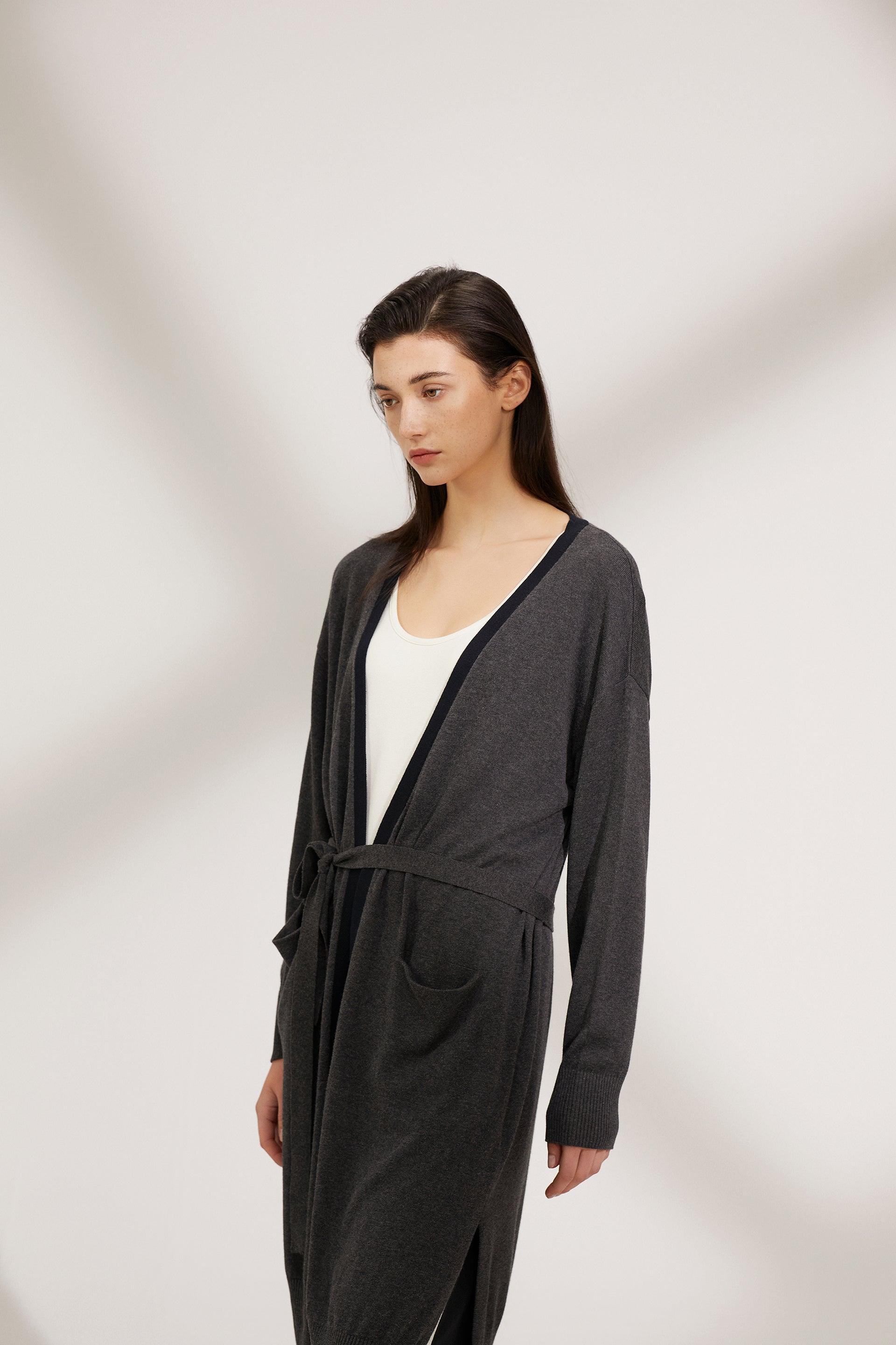 Women&#39;s Thick Side Slit Long Cardigan - NOT LABELED