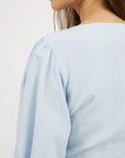 Women's Puff Sleeve Tie Front Linen Shirt - NOT LABELED