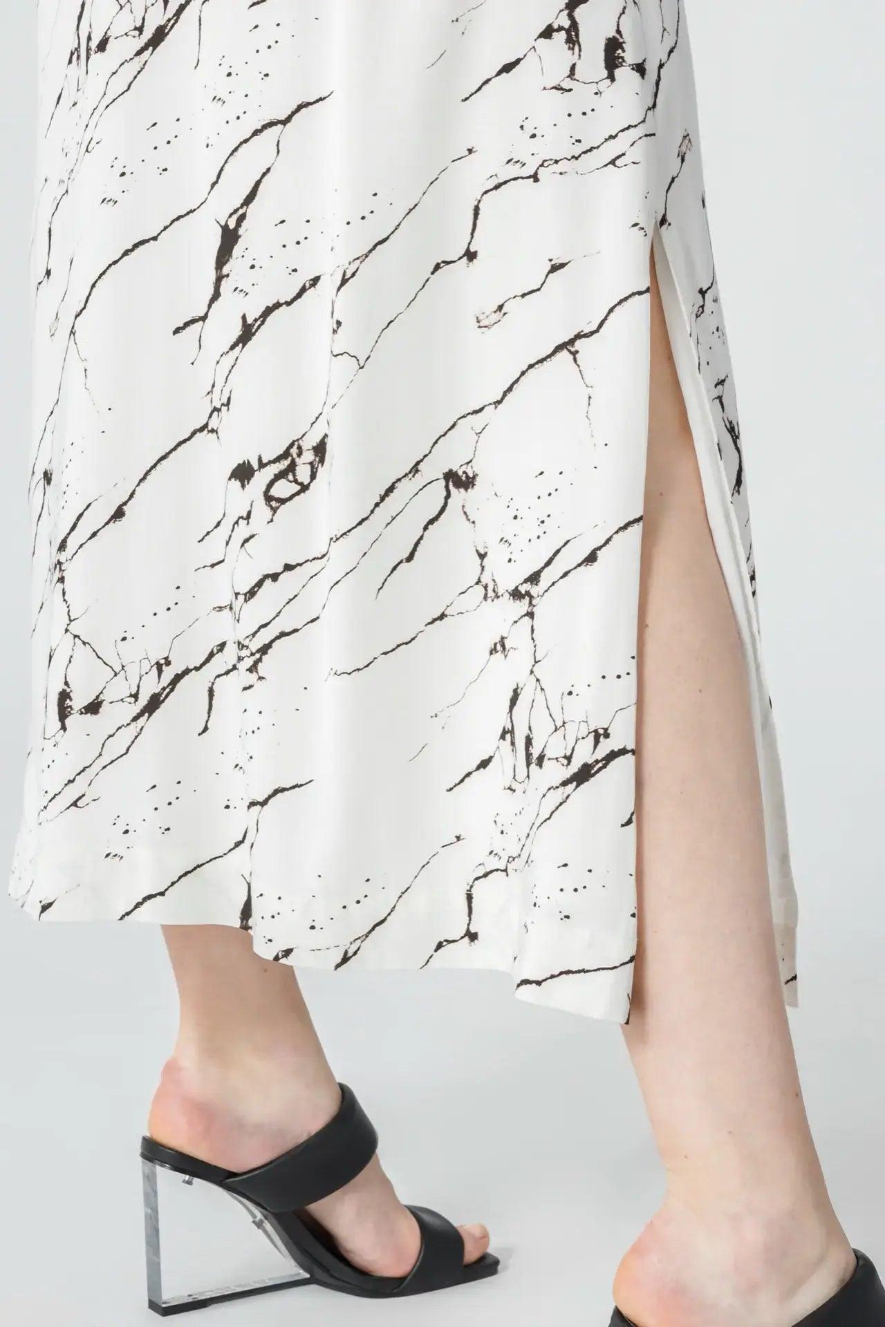 Women&#39;s Marble Print Slip Long Dress - NOT LABELED