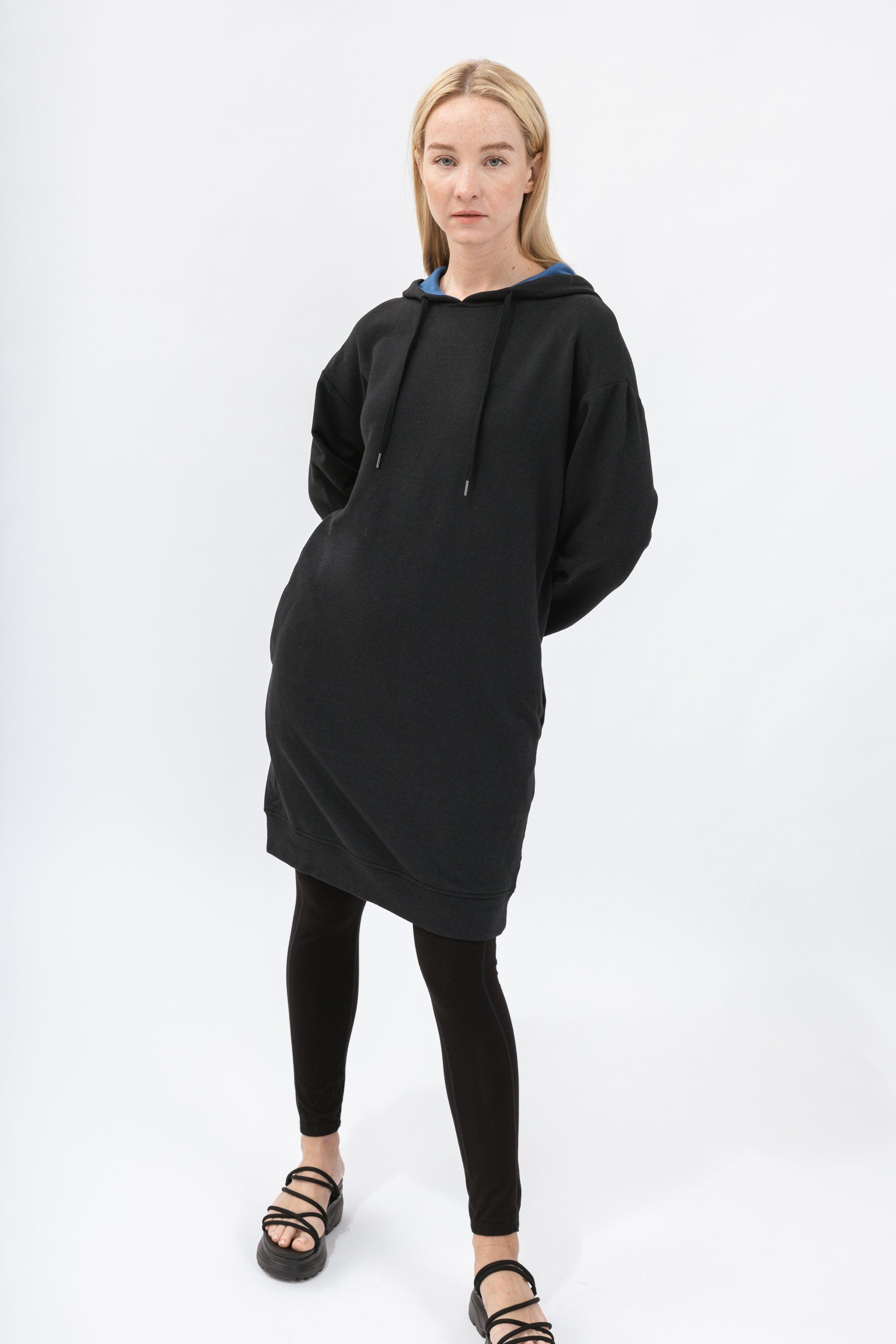Women&#39;s Brushed-Back Fleece Hoodie Dress - NOT LABELED