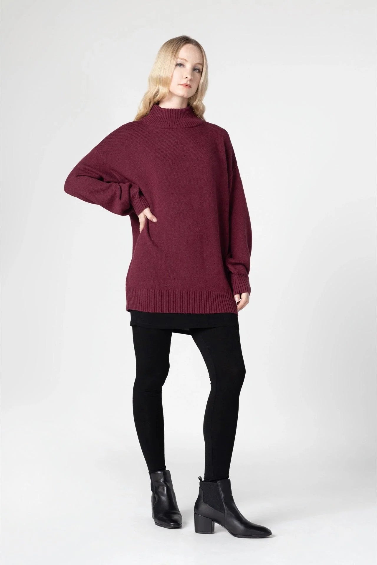 Bamboo Relaxed Fit High Neck Sweater