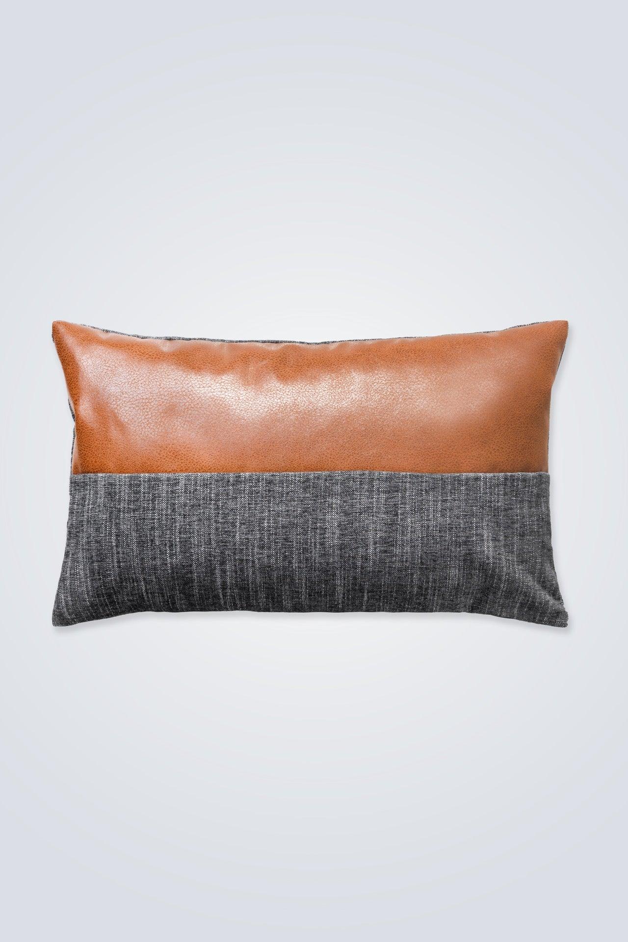 Vegan Leather Inset Rectangle Throw Pillow - NOT LABELED