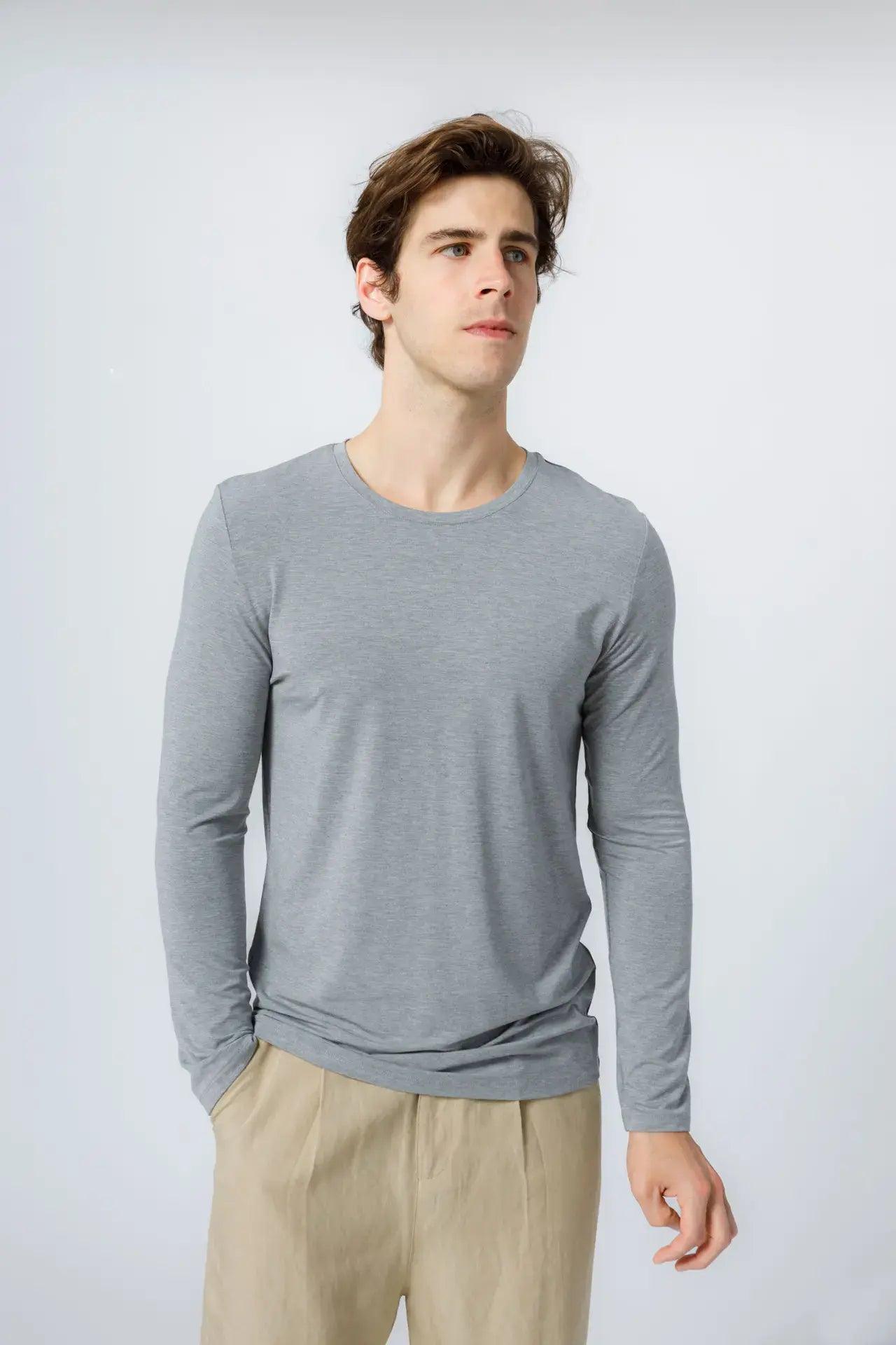 Men&#39;s Crew Neck Long Sleeve Bamboo Tee - NOT LABELED