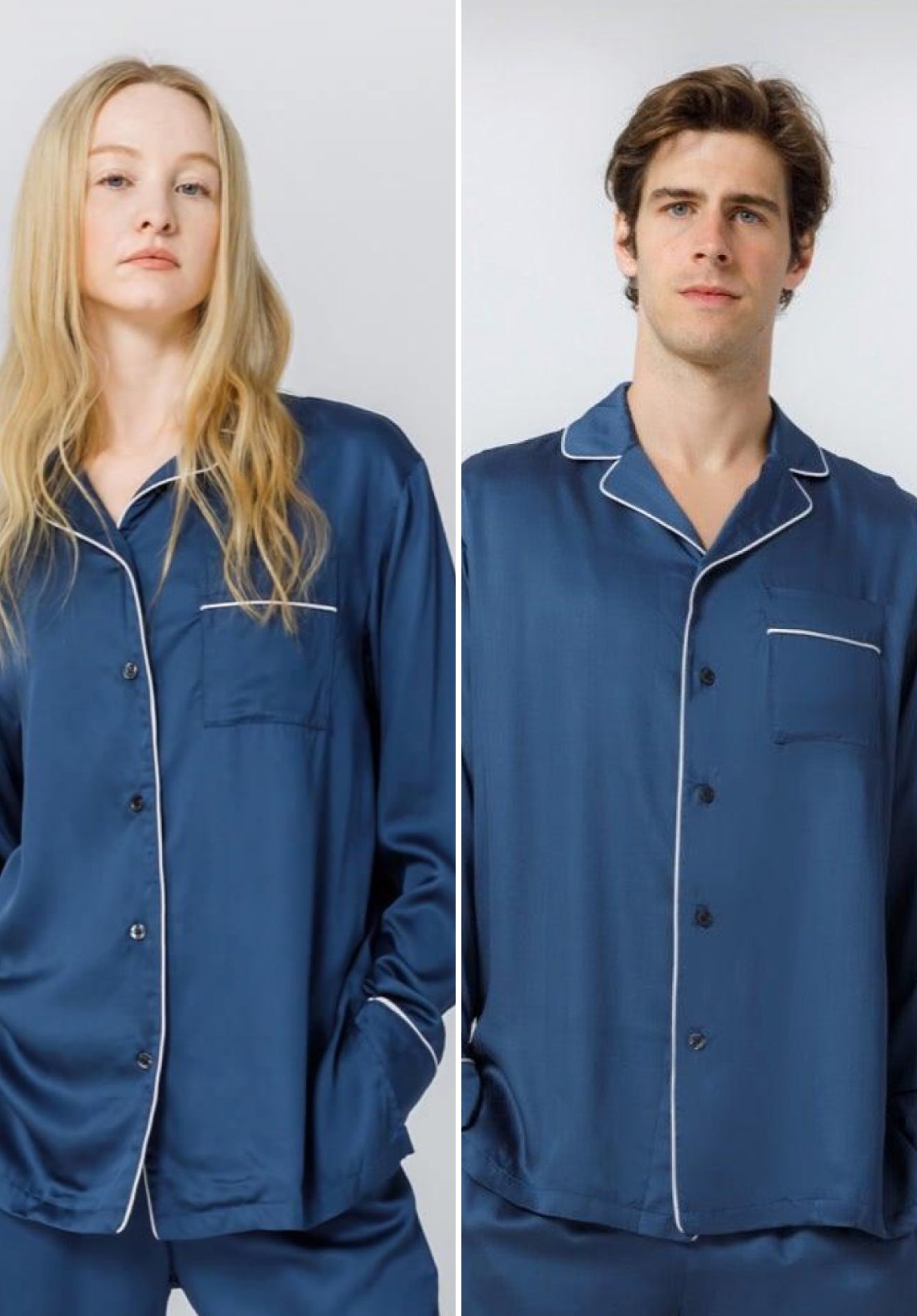Long Sleeve Pajama Shirt Classic Blue