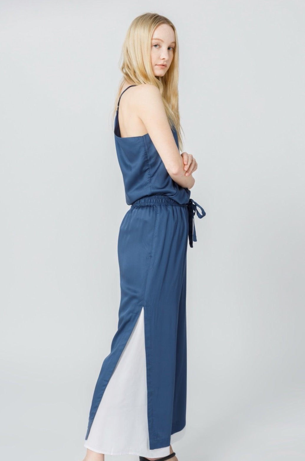 Women's Color Block Asymmetric Wide Pants - NOT LABELED