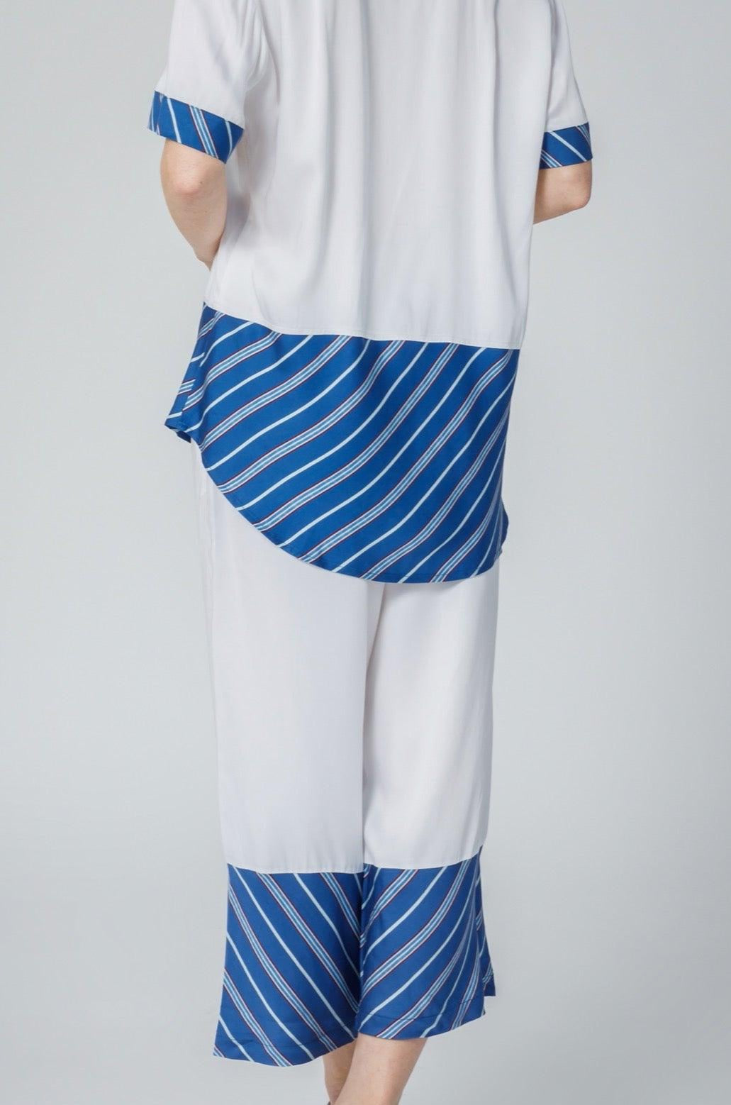 Women&#39;s Stripe Inset Cropped Pajama Pants - NOT LABELED