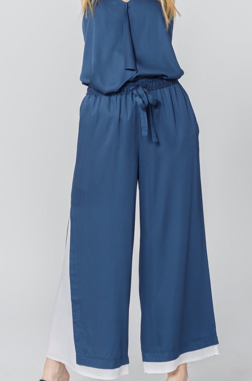 Women's Color Block Asymmetric Wide Pants - NOT LABELED
