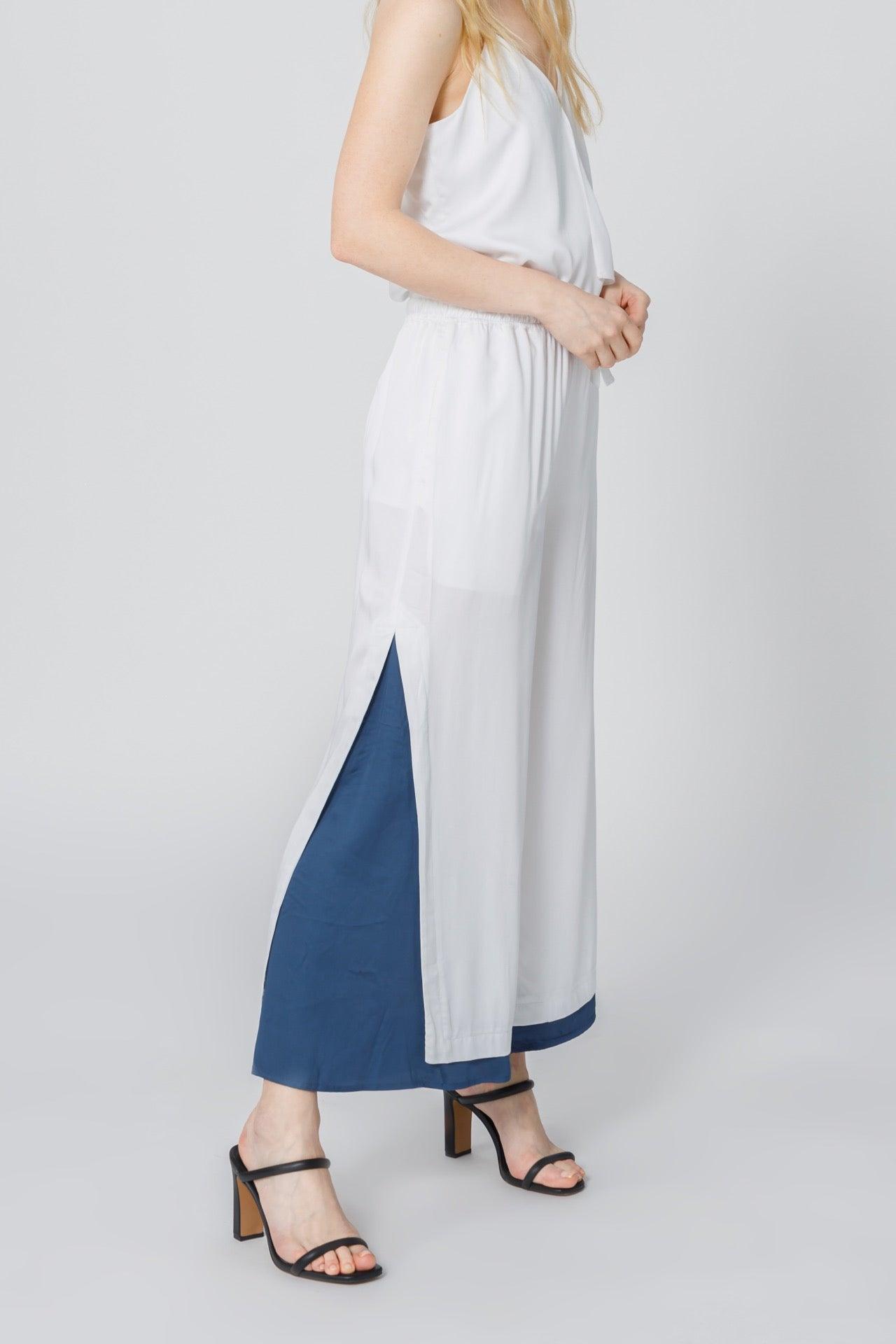 Women&#39;s Color Block Asymmetric Wide Pants - NOT LABELED