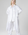 White Collar Robe Pajama Set - NotLabeled