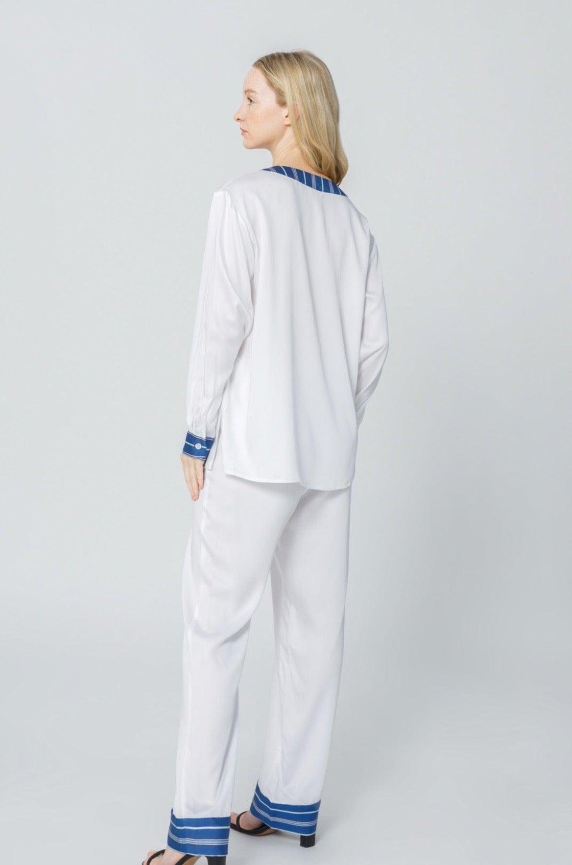 Women&#39;s Stripe Inset Pajama Shirt - NOT LABELED