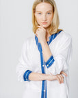 Women's Stripe Inset Pajama Shirt - NOT LABELED