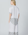 Women'e Stripe Inset Short Sleeve Pajama Shirt - NOT LABELED