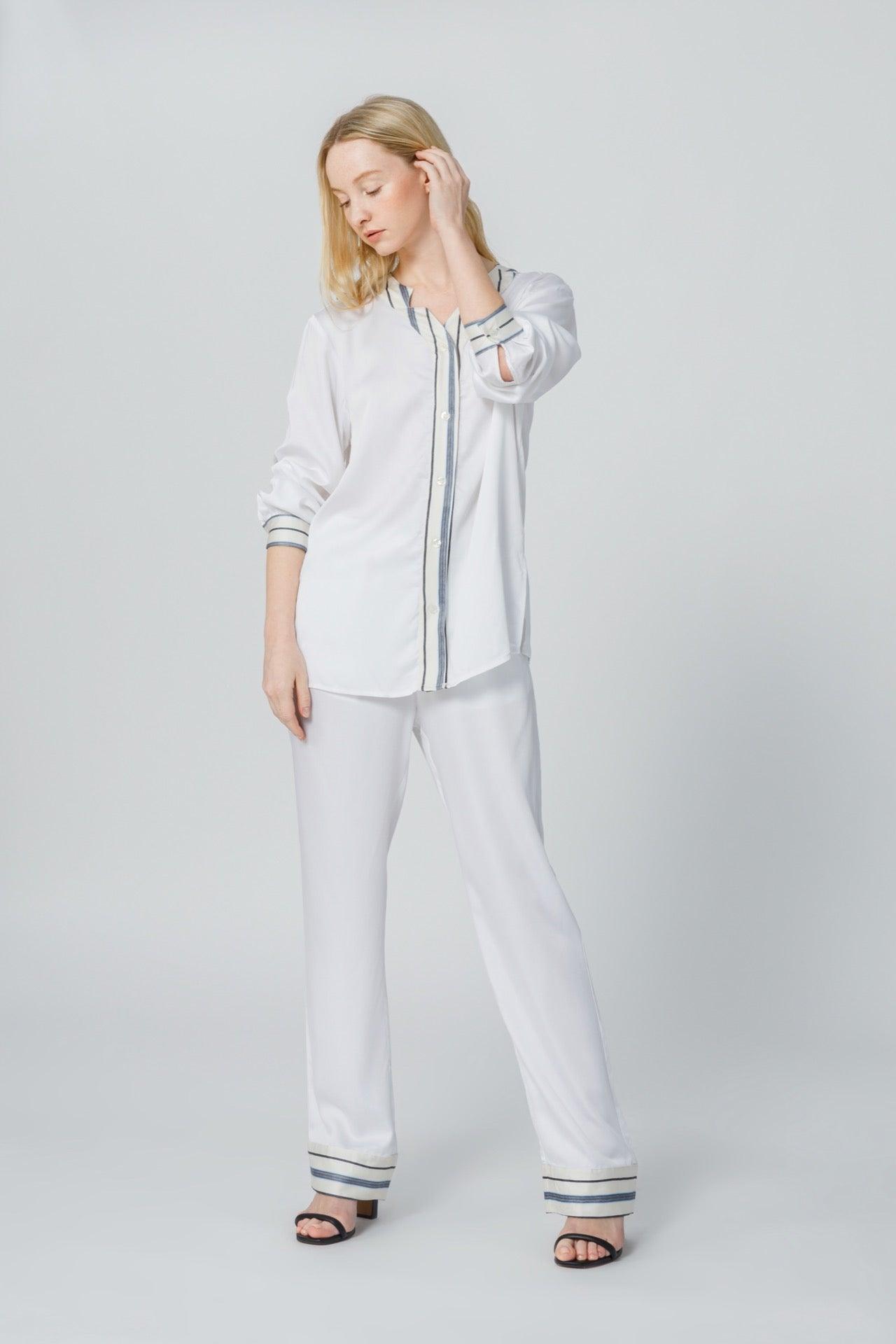 Women&#39;s Stripe Inset Pajama Pants - NOT LABELED