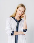 Women's Stripe Inset Pajama Shirt - NOT LABELED
