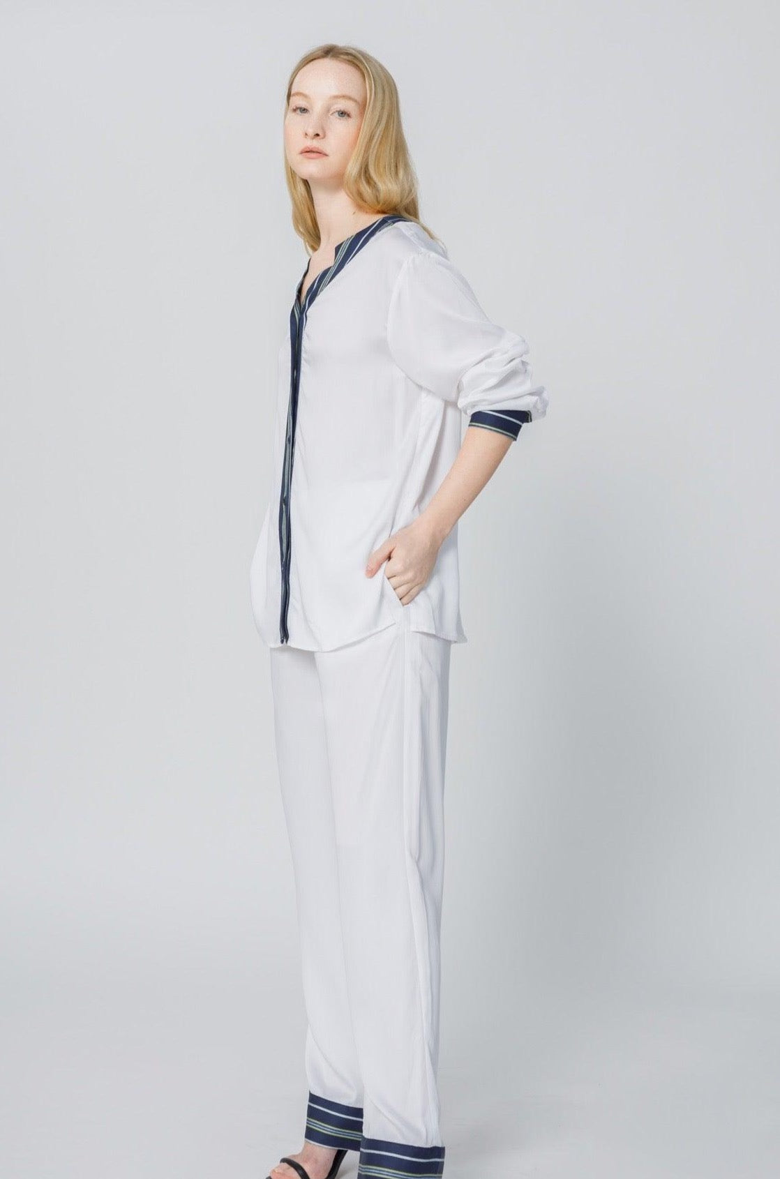 Women&#39;s Stripe Inset Pajama Pants - NOT LABELED