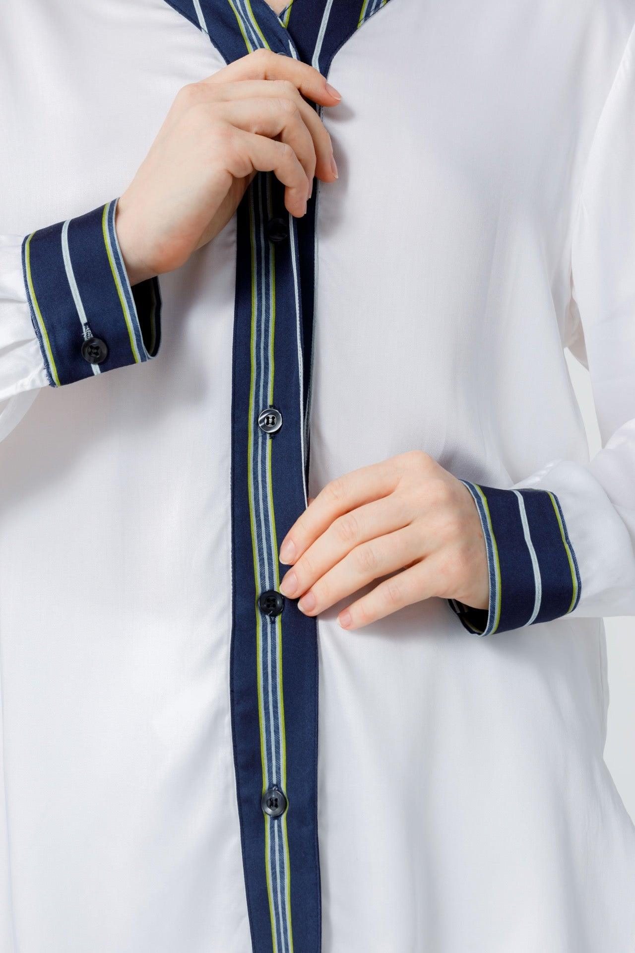 Women&#39;s Stripe Inset Pajama Shirt - NOT LABELED