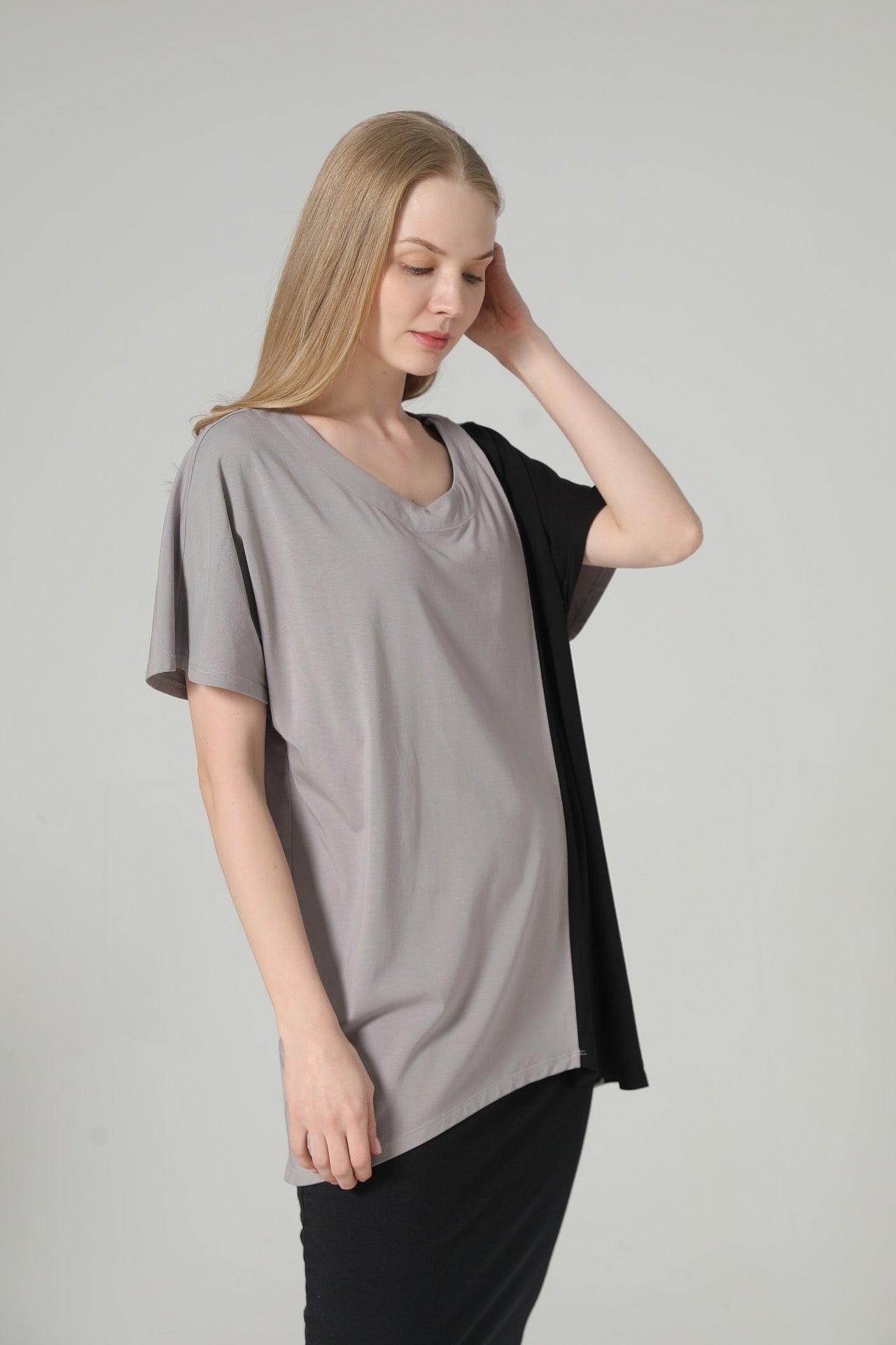 Women&#39;s Two Tone Short Sleeve Top - NOT LABELED