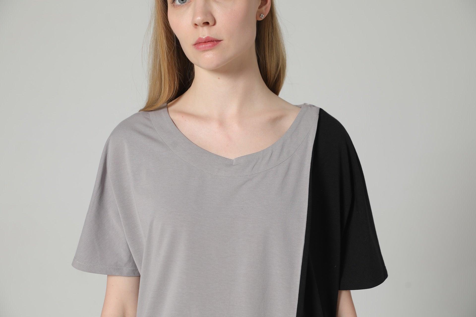 Women&#39;s Two Tone Short Sleeve Top - NOT LABELED