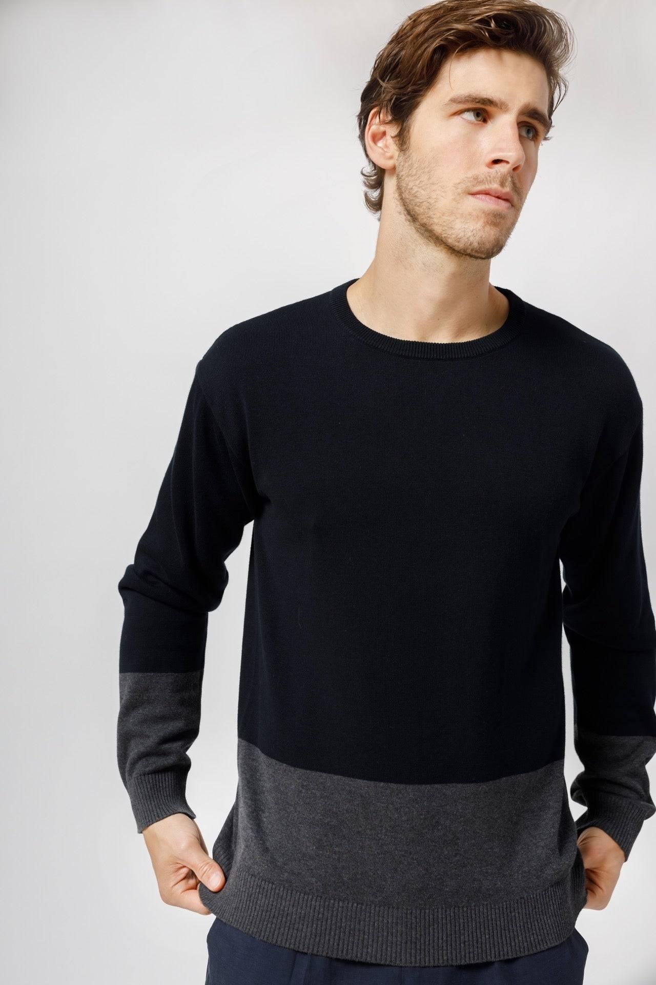 Men's Color Block Two-Tone Sweater